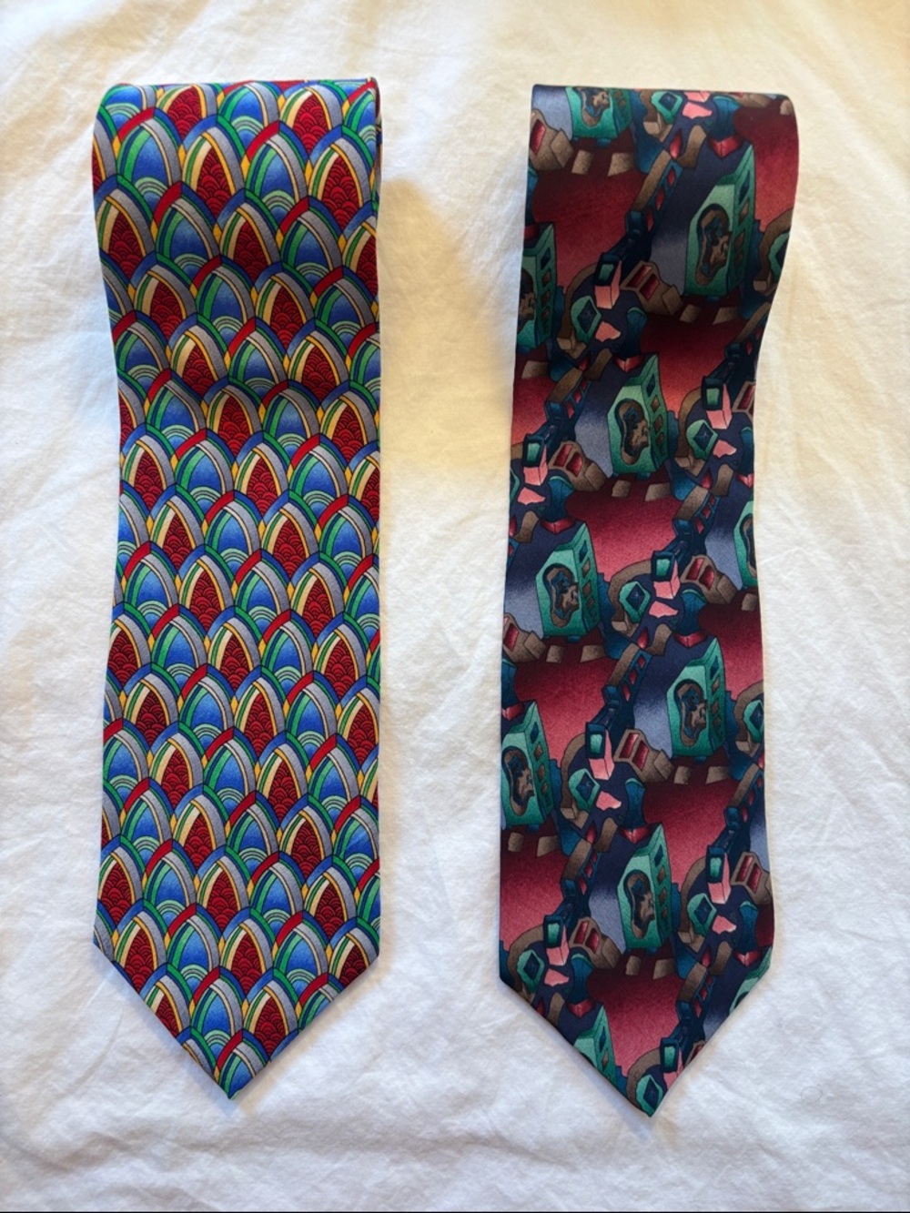 Jerry Garcia Set of 2 Multicolored Red Blue Green Patterned Men's Ties